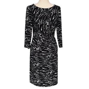 Kenneth Cole New York Zebra Print Ruched Front Sheath Dress, Size Med.